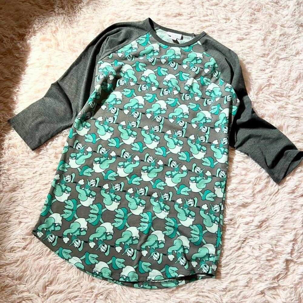 Disney Lularoe Donald Duck‎ Kidcore Cartoon Resort Vaca 3/4 Sleeve Randy Raglan